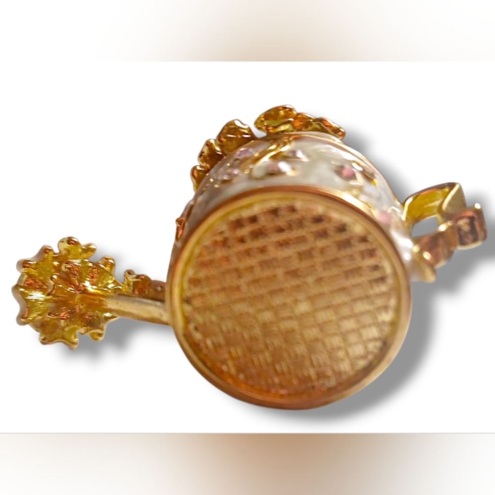 Elegant Gold and Green Watering Can Brooch - Picture 7 of 7